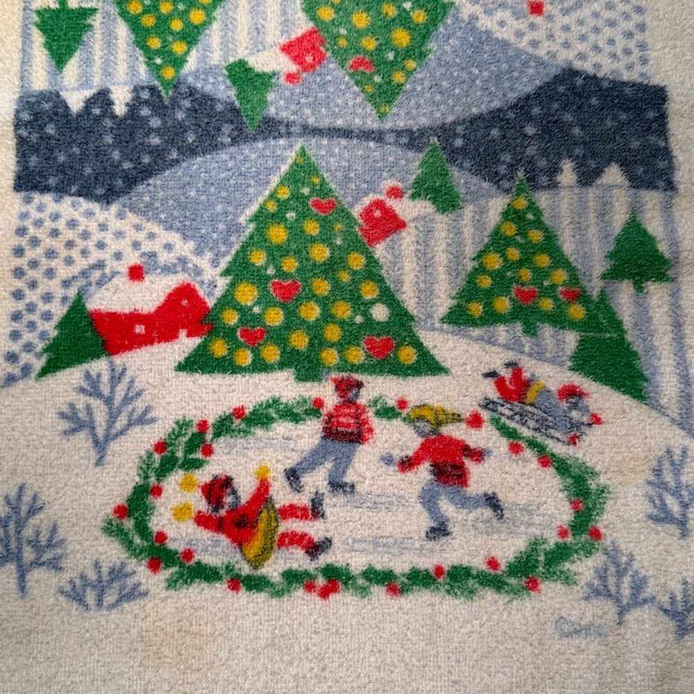 Vintage Canon Christmas Ice Skating Hand Towel